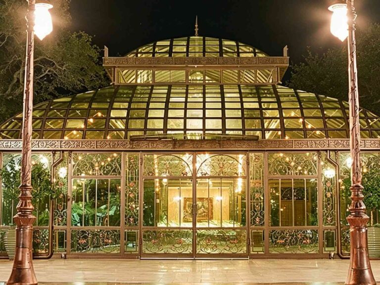 Large luxury glass garden wedding house, steel and glass
